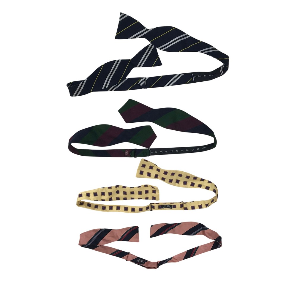 Robert Talbott & More Mens Silk Self-Tie Bow Tie Lot 4pc Striped Classic